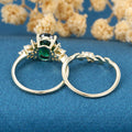 2.0Ct  Oval cut Lab Emerald Wedding Bridal Set