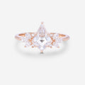 Kite cut Moissanite Cluster Engagement Ring