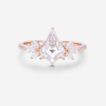 Kite cut Moissanite Cluster Engagement Ring