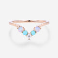 Opal | Turquoise | Moissanite Wedding Band Ring