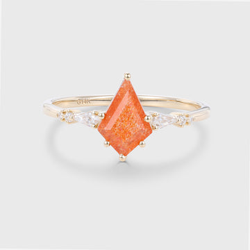 Kite Cut Sun Stone Engagement Ring