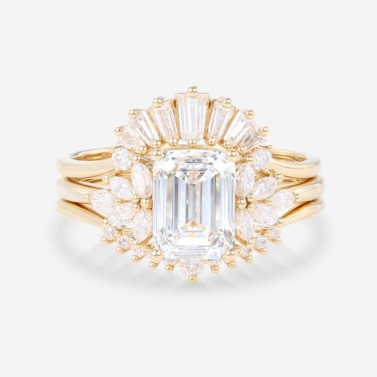 Emerald cut Lab-Grown Diamond Wedding Bridal Set