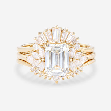 Emerald cut Lab-Grown Diamond Wedding Bridal Set