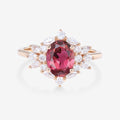 Oval cut Tourmaline Cluster Engagement ring