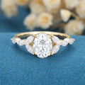 Oval cut Moissanite Cluster Engagement ring