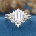 Long Hexagon cut Lab-Grown Diamond Wedding Bridal Set