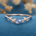 Marquise Tanzanite leaf Curved Wedding Band Ring
