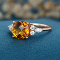 Square cut Citrine Solid Gold Engagement Ring
