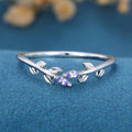Marquise Tanzanite leaf Curved Wedding Band Ring