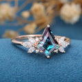 Kite Cut Alexandrite | Diamond  Engagement Ring