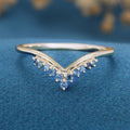 Blue-Green Sapphire Curved Wedding Band Ring