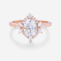1.5Carat Oval cut Moissanite Halo Engagement Ring