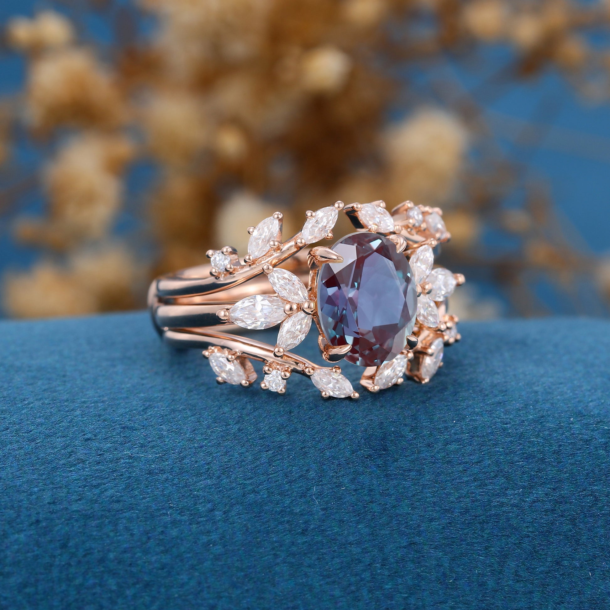 Oval cut Alexandrite | Diamond ring set