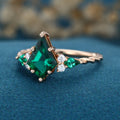 Kite cut Lab grown Emerald Solid Gold Engagement Ring