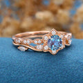 Round cut Alexandrite | Diamond ring set