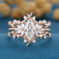 1.0Carat Marquise cut Lab-Grown Diamond Cluster Wedding Bridal set