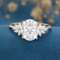 9*11mm 4 Carat Oval cut Moissanite Cluster Engagement ring