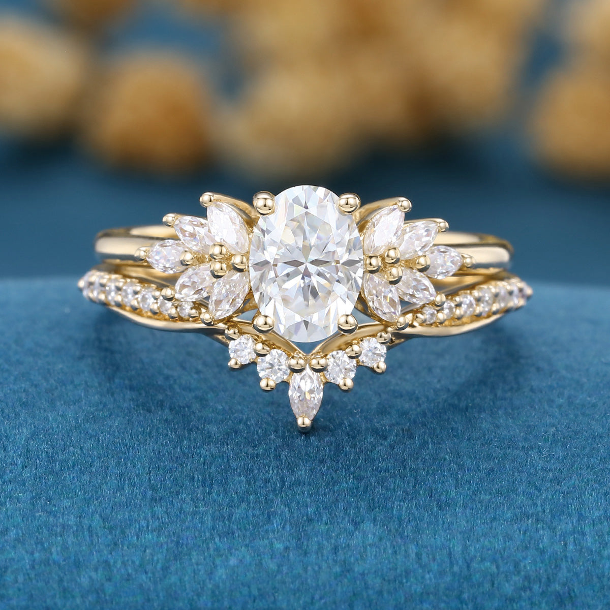Oval cut 1.0 Carat Lab-Grown Diamond Wedding Bridal set