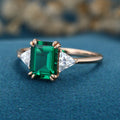 Emerald cut Lab grown Emerald Solid Gold Engagement Ring