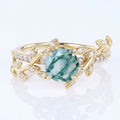Nature Inspired Round cut Moissanite Leaf Gold Engagement Ring