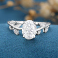 1.5 Carat Vintage Oval cut Moissanite leaf Engagement Ring