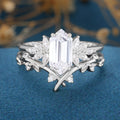 Long Hexagon cut Lab-Grown Diamond Wedding Bridal Set