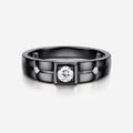 Round Cut Moissanite Statement Ring • Mens Wedding Band