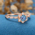 Round Cut Alexandrite Engagement Ring