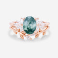 Natural Green Moss Agate Oval Cluster WeddingBridal Sets