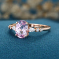 Oval cut Lab Grown Morganite Solid Gold Engagement Ring