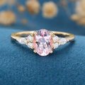 Oval cut Morganite Cluster Engagement ring