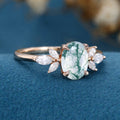 1.5ct Oval cut Moss Agate Engagement Ring
