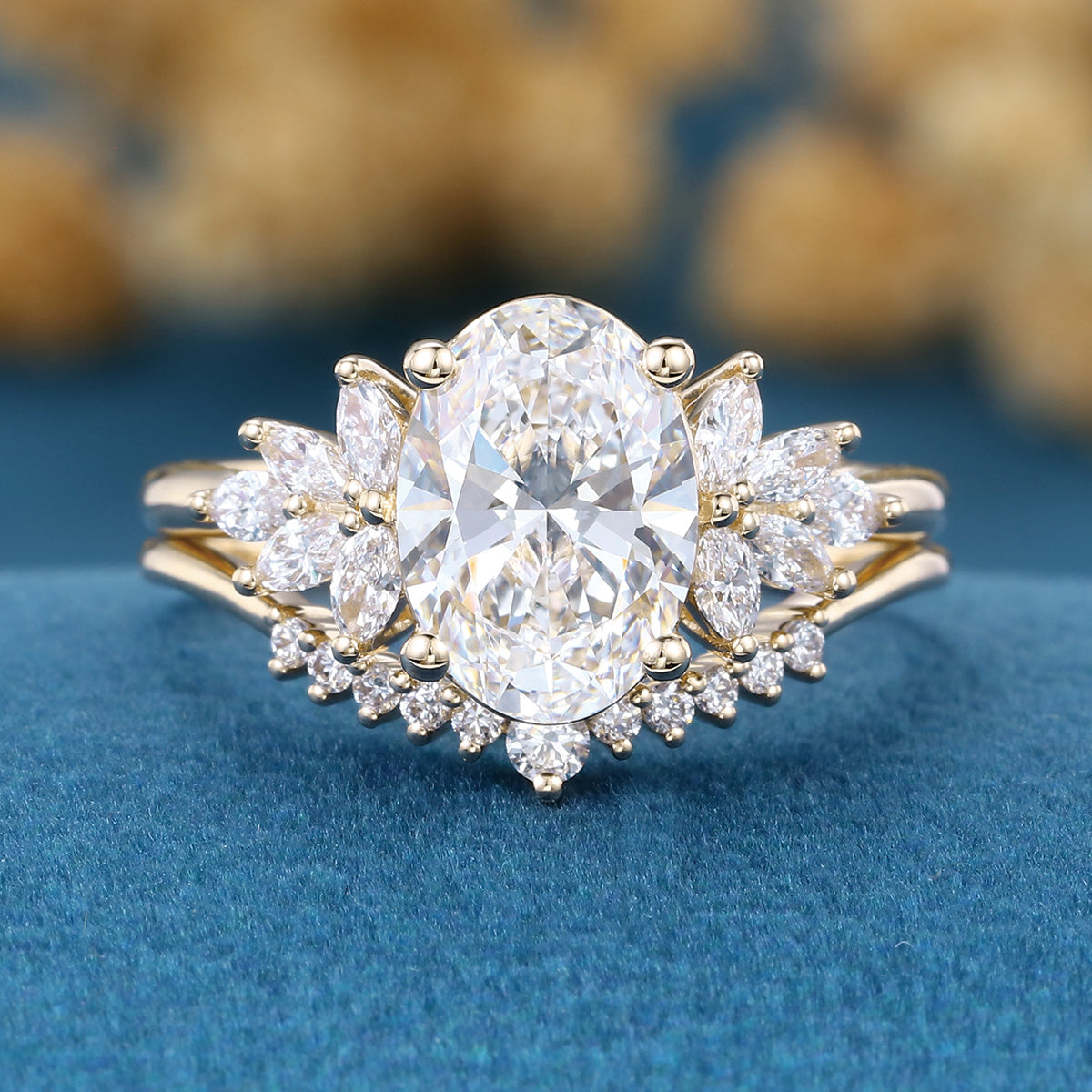 Nature Inspired 1.8Carat Oval cut Lab grown diamond Bridal Set