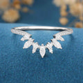 Marquise cut Moissanite /Diamond Curved Wedding Band Ring