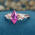 Marquise cut Lab Grown Pink Sapphire Solid Gold Engagement Ring