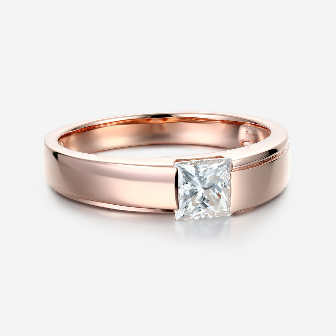 Princess Cut Moissanite Statement Ring • Mens Wedding Band (Copy)