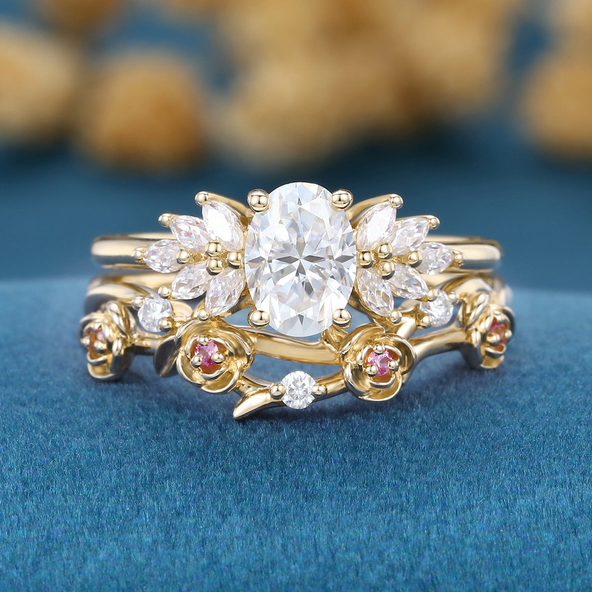 Oval cut 1.0 Carat Lab-Grown Diamond Wedding Bridal set