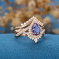 Pear Cut Alexandrite Ring set