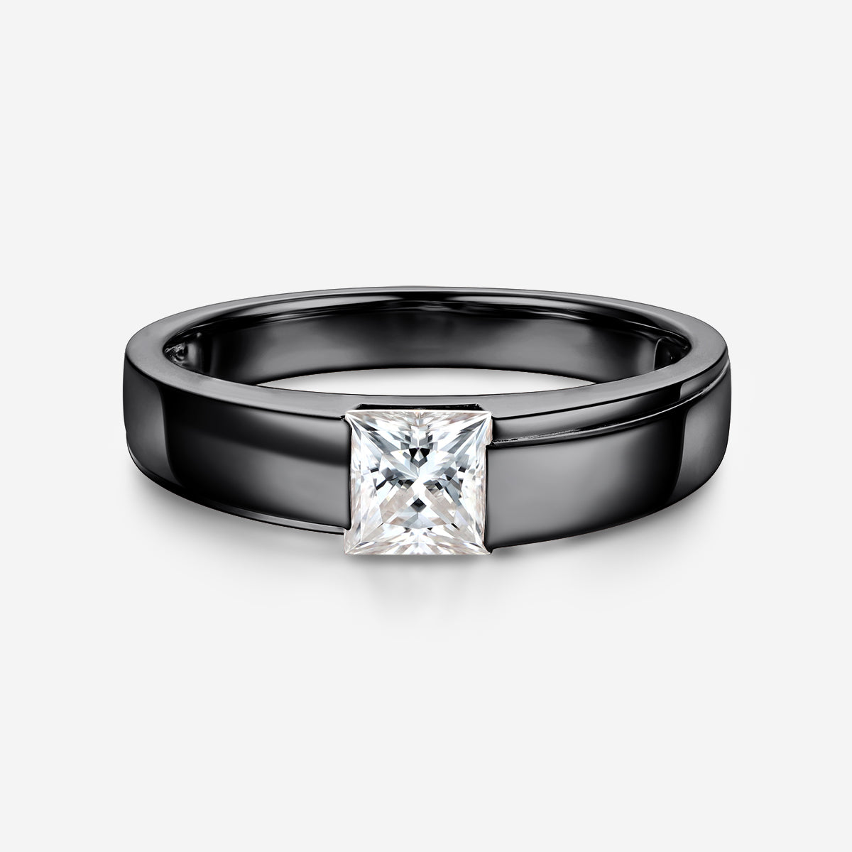 Princess Cut Moissanite Statement Ring • Mens Wedding Band (Copy)
