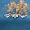 3PCS 1.5 Carat Oval cut Green Moissanite Cluster Engagement Bridal Set