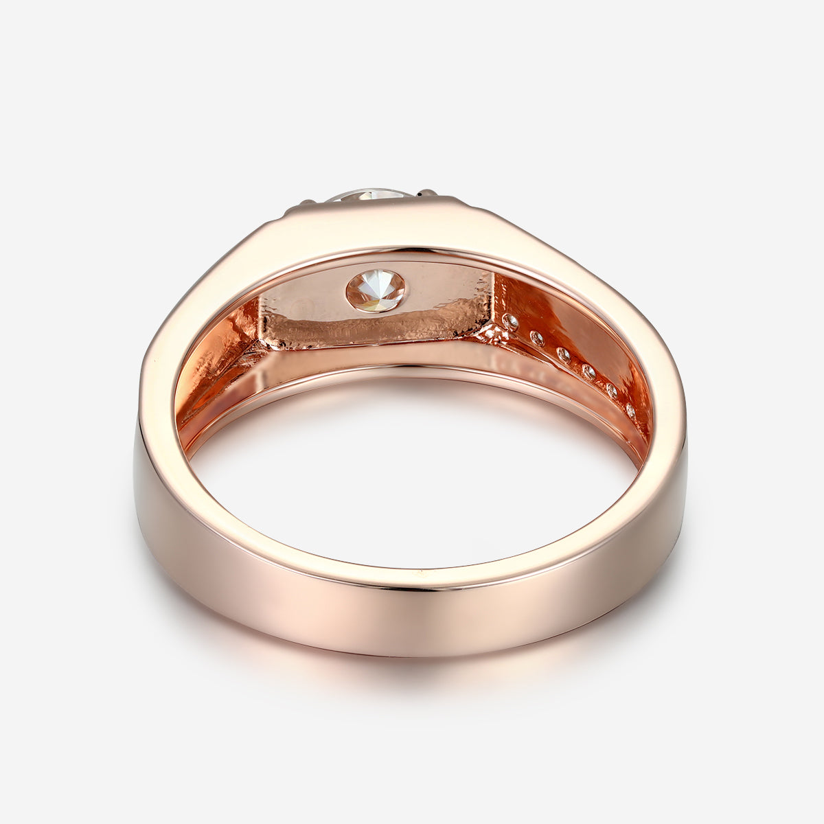 Round Cut Moissanite Statement Ring • Mens Wedding Band