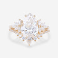 Pear cut Lab-Grown Diamond Engagement ring Rose gold Cluster Diamond Wedding Bridal Set