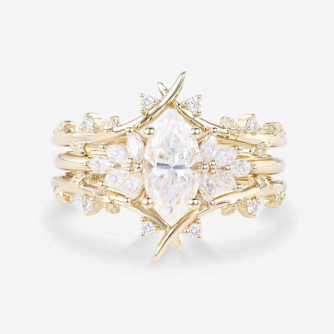 Marquise cut Moissanite Cluster Engagement Bridal Set (Copy)