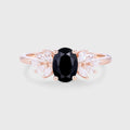 Oval cut Black Sapphire Cluster Engagement ring