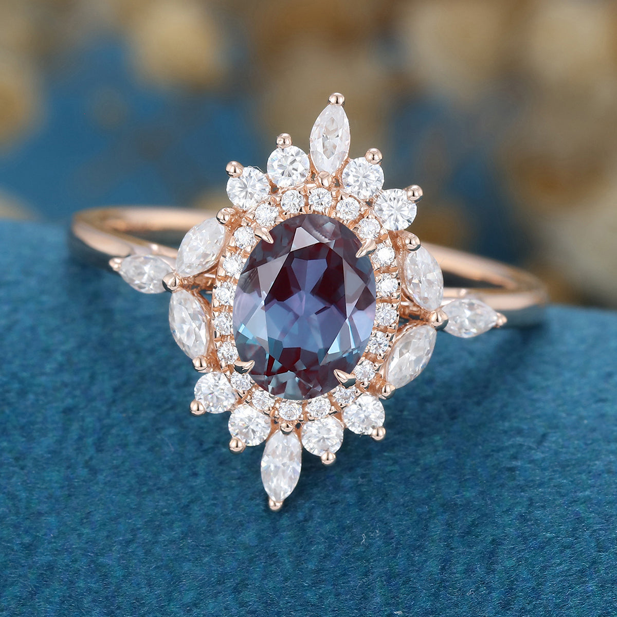 Oval cut Alexandrite Engagement ring