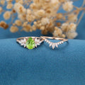 Pear cut Olivine Cluster Engagement ring Bridal Set