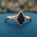 Lozenge cut Black Onyx Solid Gold Engagement Ring