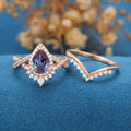 Pear Cut Alexandrite Ring set