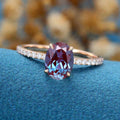 Oval cut Alexandrite | Diamond Engagement ring
