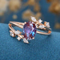 Oval cut Alexandrite | Diamond Engagement ring